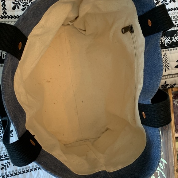 FEED Projects Blue Jean and White Canvas Coated Tote Handbag - Picture 10 of 12